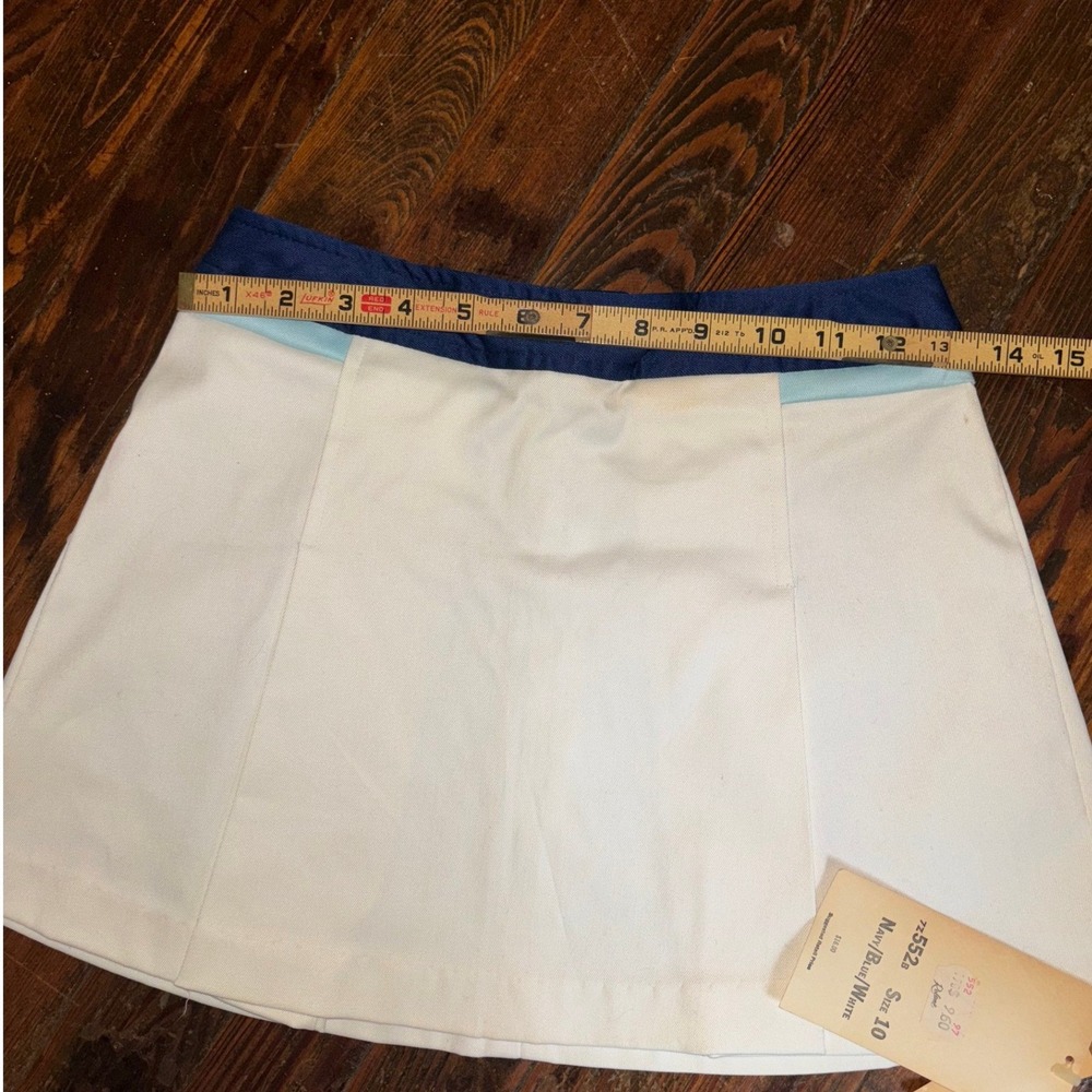 Deadstock NWT Vintage Skirt Small White Navy Blue Micromini Tennis Golf‎ 70s - Picture 7 of 8